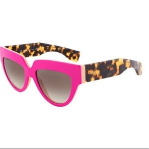 PRADA POEME Sunglasses Cat Eye Neon Pink Tortoise